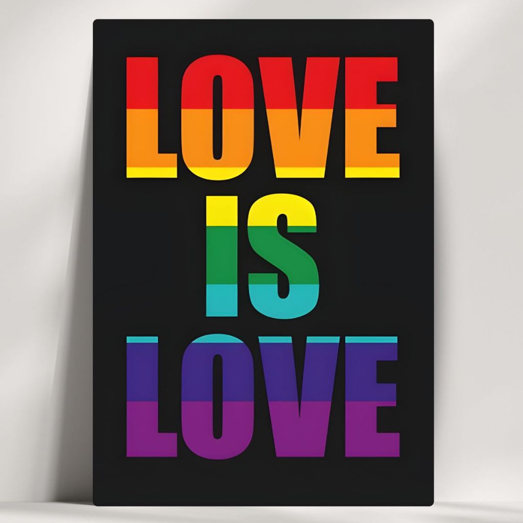 Quadros Decorativos LGBT+ Artístico - Love Is Love - Feito em Mdf - com Fita - Envio Imediato