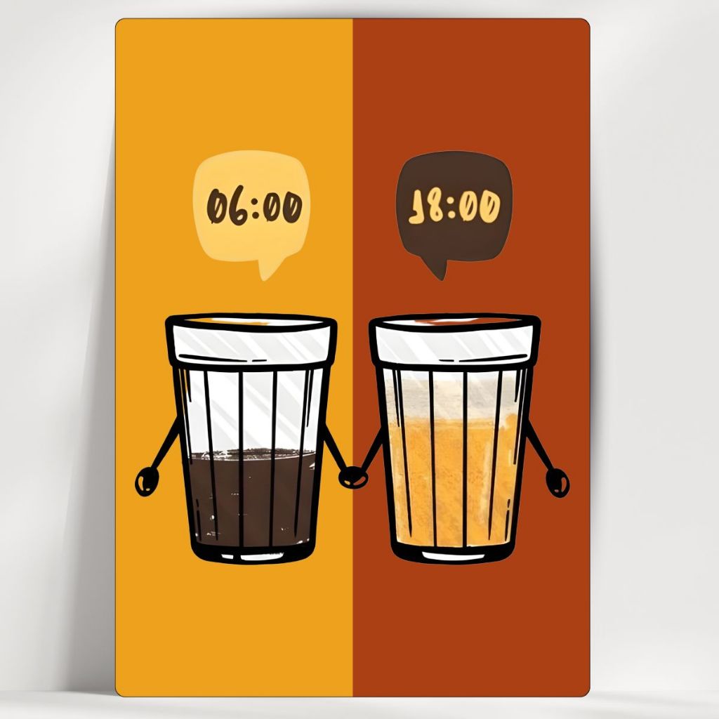 Quadro Decorativo Cantinho do Café - Café e Cerveja 06:00/18:00 - Em MDF - com fita- Envio Imediato