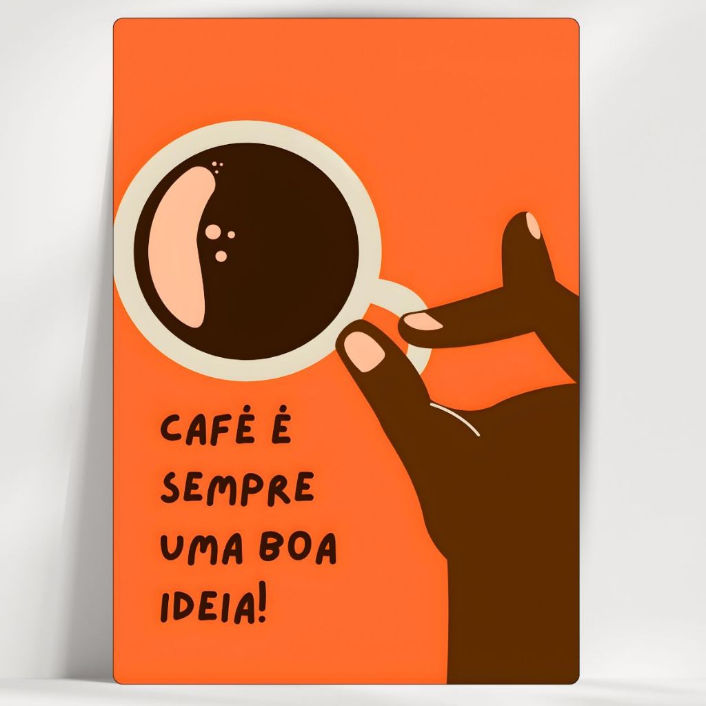 Quadro Decorativo Cantinho do Café - Café é Sempre Boa Ideia - Em MDF - com fita - Envio Imediato