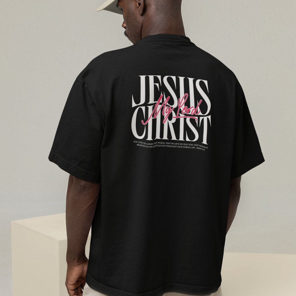 Camiseta Oversized Plus Size Cristã Católica Gola Alta Streetwear Algodão JESUS 423