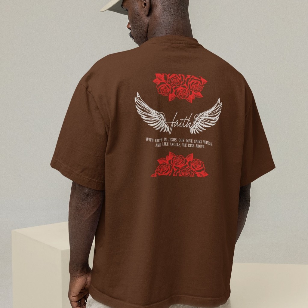 Camiseta Oversized Plus Size Cristã Católica Gola Alta Streetwear Algodão ANJO 399