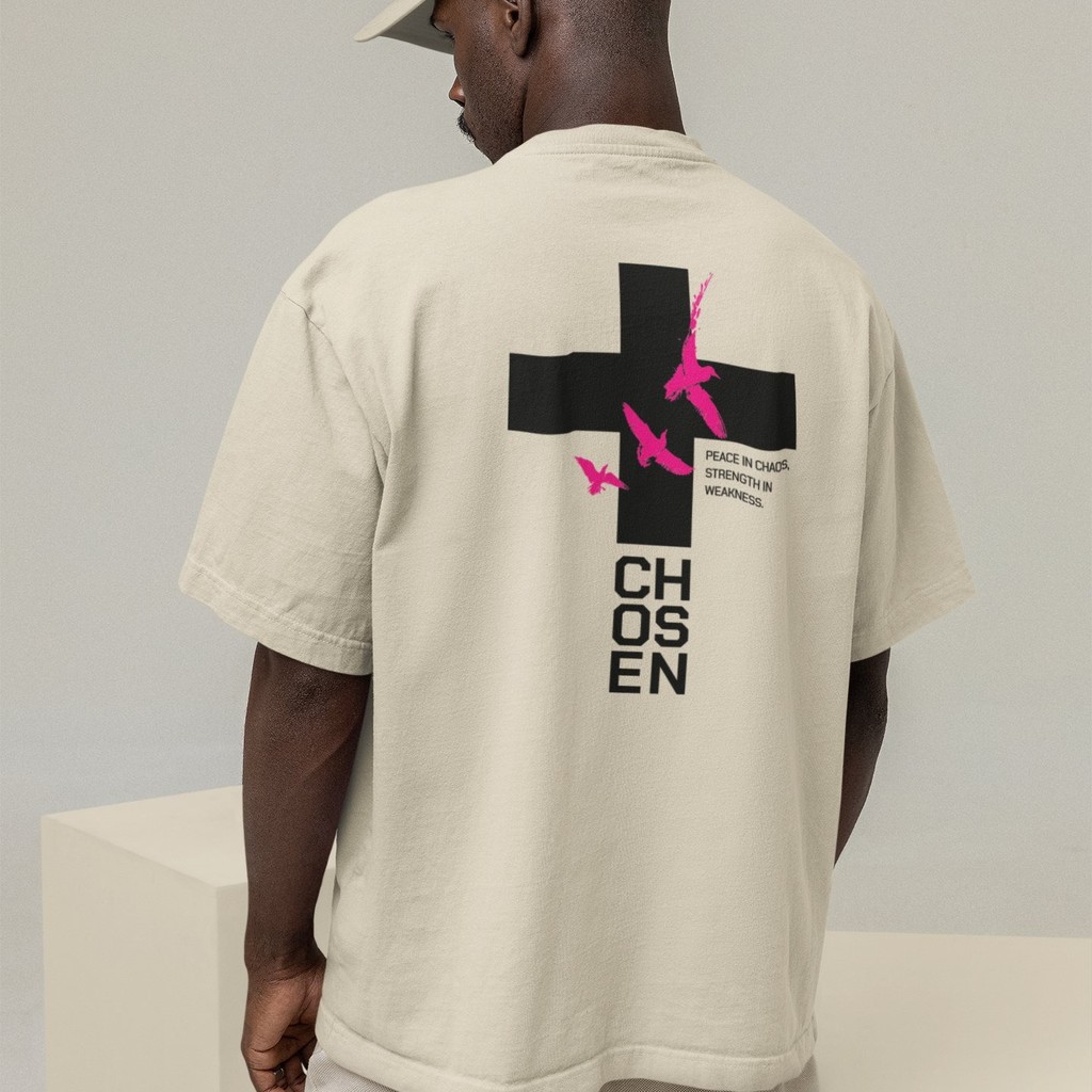 Camiseta Oversized Plus Size Cristã Católica Gola Alta Streetwear Algodão CRUZ 390