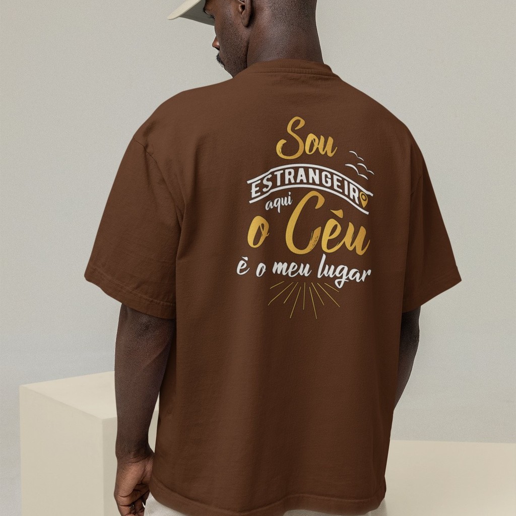 Camiseta Oversized Plus Size Cristã Católica Gola Alta Streetwear Algodão O CÉU É MEU LUGAR 329