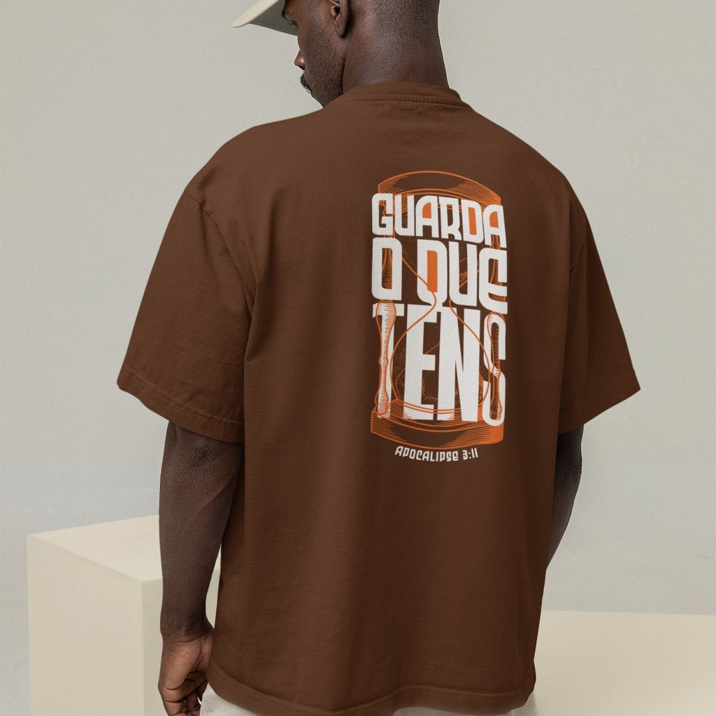 Camiseta Oversized Plus Size Cristã Católica Gola Alta Streetwear Algodão GUARDA O QUE TENS 302