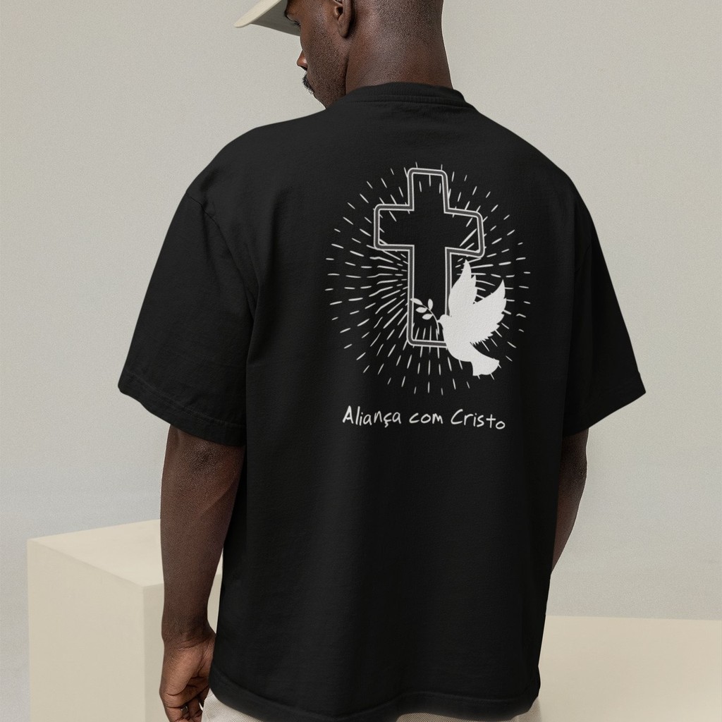 Camiseta Oversized Plus Size Cristã Católica Gola Alta Streetwear Algodão CRUZ 258
