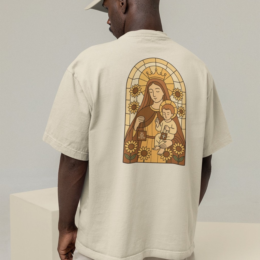 Camiseta Oversized Plus Size Cristã Católica Gola Alta Streetwear Algodão VITRAL 241