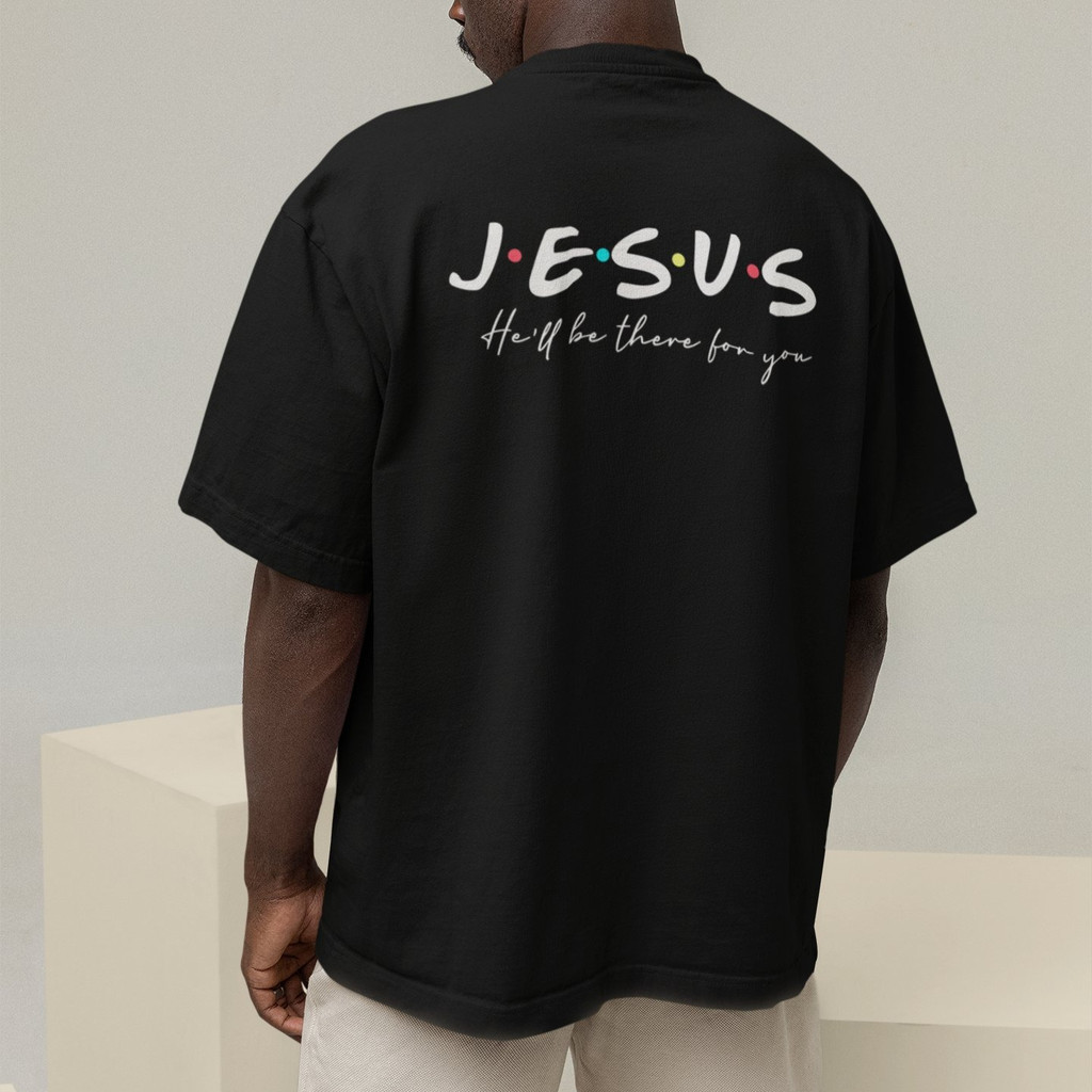 Camiseta Oversized Plus Size Cristã Católica Gola Alta Streetwear Algodão JESUS 114