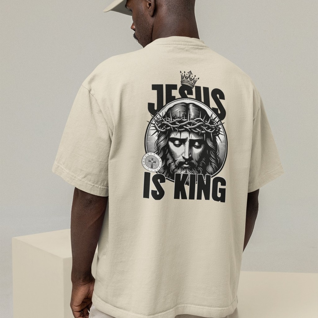 Camiseta Oversized Plus Size Cristã Católica Gola Alta Streetwear Algodão JESUS 384