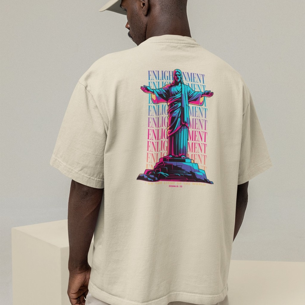 Camiseta Oversized Plus Size Cristã Católica Gola Alta Streetwear Algodão CRISTO 370