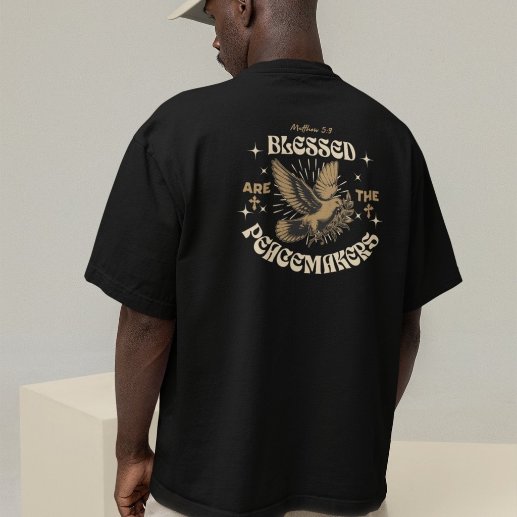 Camiseta Oversized Plus Size Cristã Católica Gola Alta Streetwear Algodão BLESSED 356