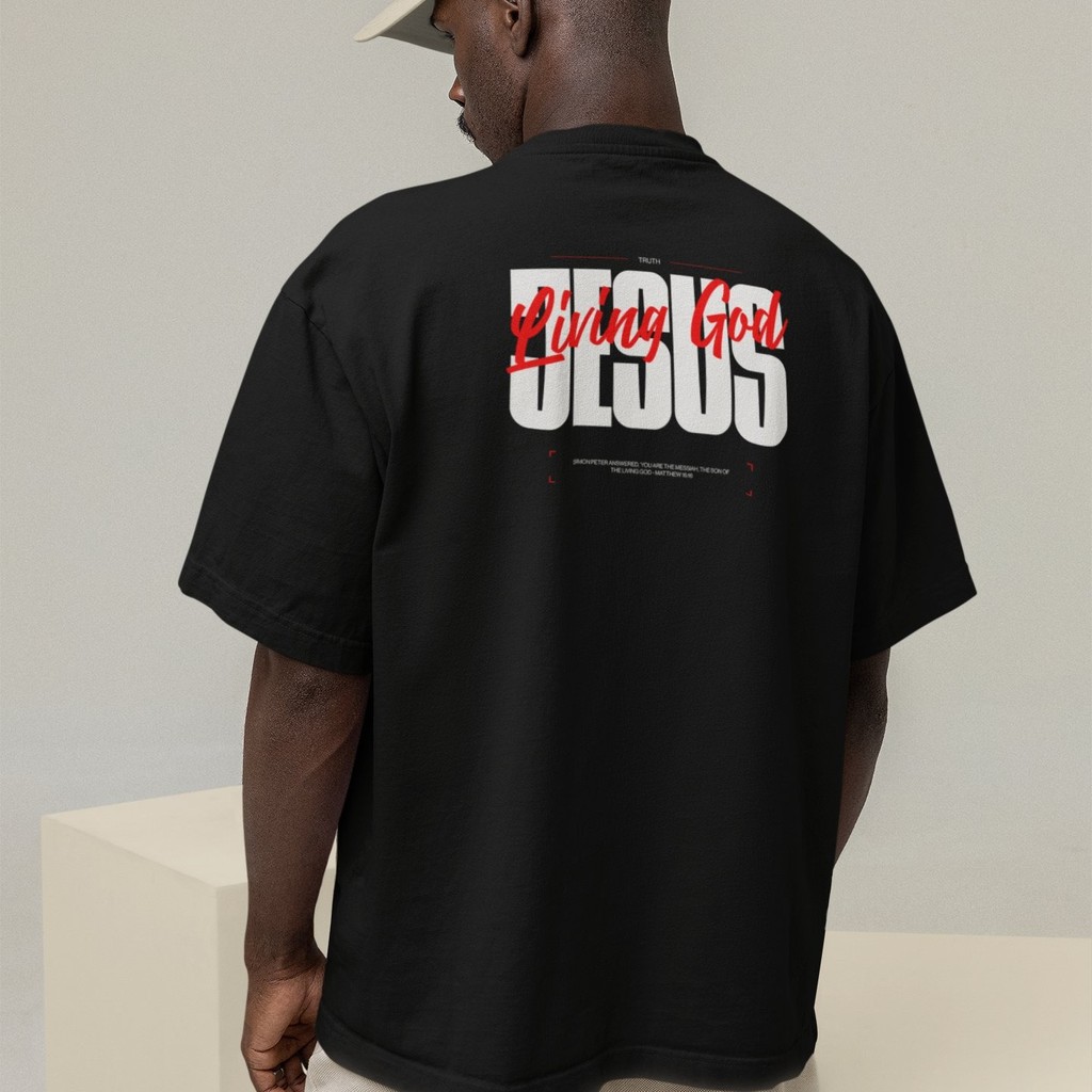 Camiseta Oversized Plus Size Cristã Católica Gola Alta Streetwear Algodão JESUS 347