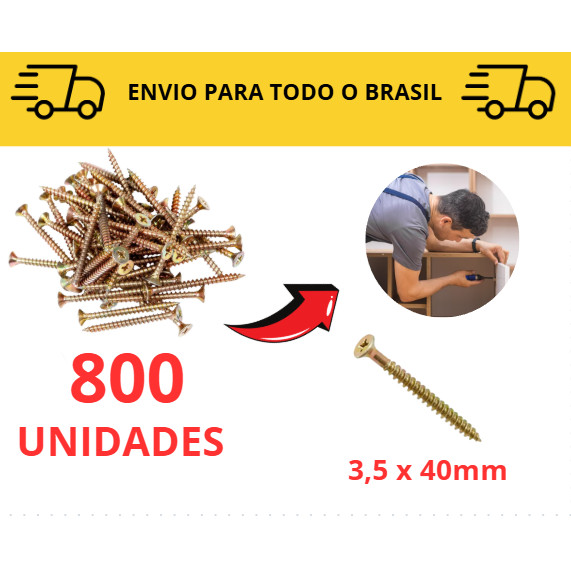 Kit 100 a 1000 unidades Parafuso  mdf para Madeira / 4cm MDF/ Móveis/ Marcenaria/ Parafuso