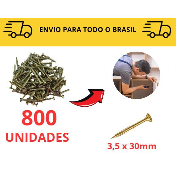 Kit 100 a 1000 unidades Parafuso para Madeira / 3cm MDF/ Móveis/ Marcenaria/ Parafuso mdf