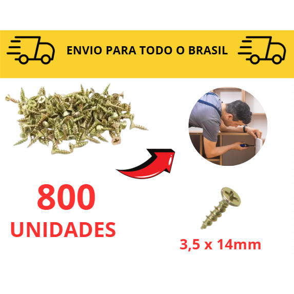 Kit 100 a 1000 unidades Parafuso para Madeira / 1,4cm MDF/ Móveis/ Marcenaria/ Parafuso