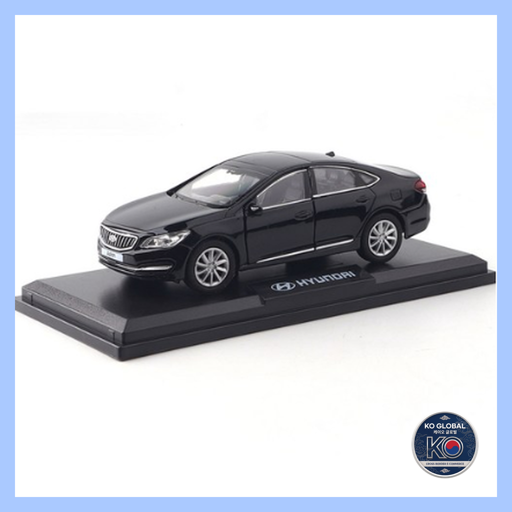 [Coréia] 🇰🇷 Hyundai Aslan Luxury Sedan Dealer Diecast Mini Car 1 : 38 (Preto/Prata)/Ação Pull-Back Com Vitrine 미치 Hen's
