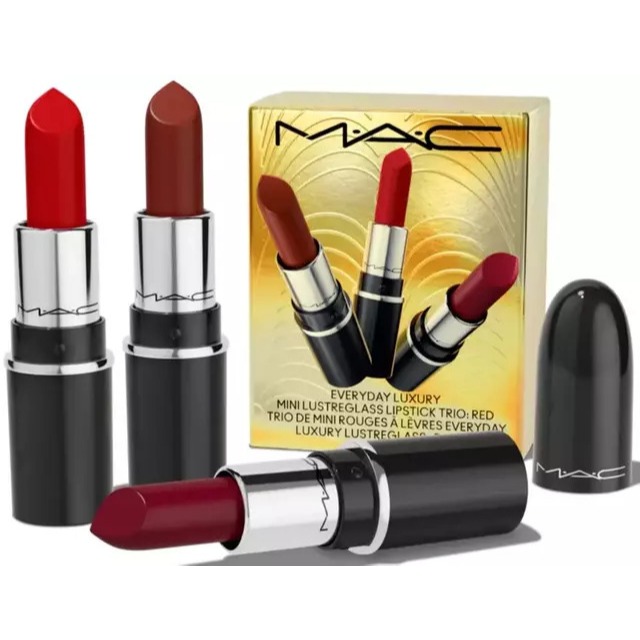 MAC Trio De Batons Everyday Luxury Mini Lustreglass, Vermelho, Conjunto De 3 Peças