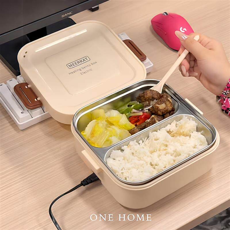 [Recommended] [Lunch-bringing gadget]Electric heating lunch box, plug-in heating, no water required, stainless steel lun