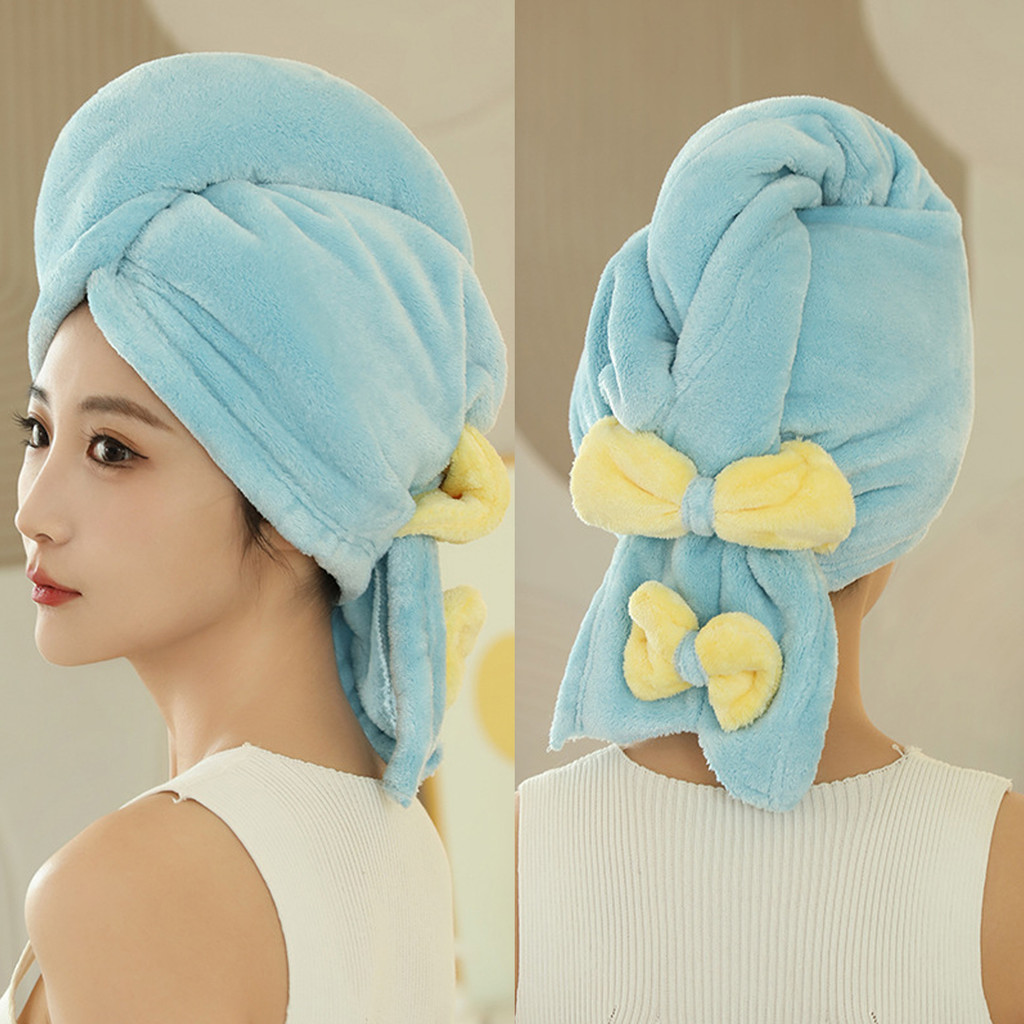 Yu'e Dovetail Cap Forte Absorvente de Secagem Rápida Touca de Secagem de Cabelo Feminino Arco Pulôver Touca de Banho Bao