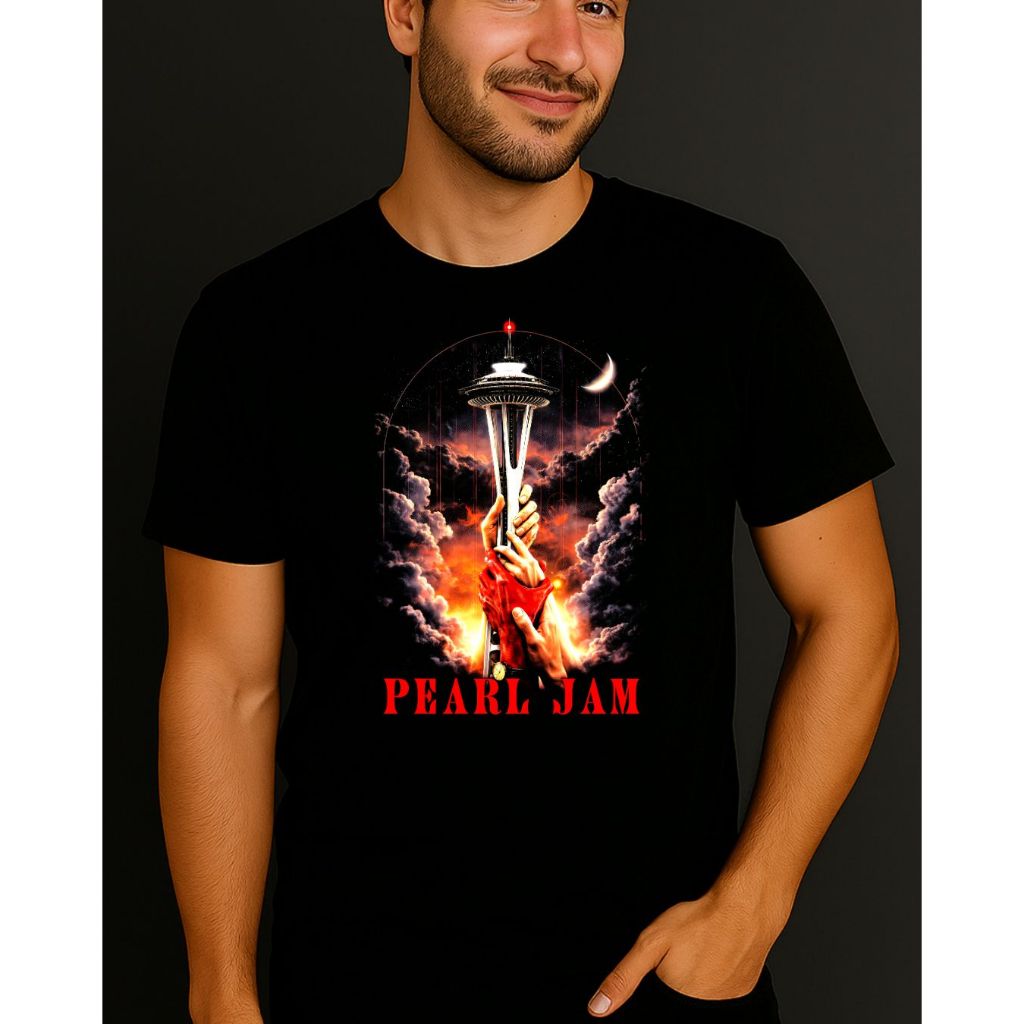 Camiseta Pearl Jam Banda Rock Cartaz de Show Seattle 100% Algodão Unissex
