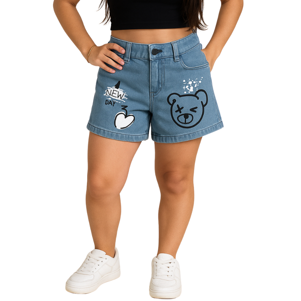 Short Jeans Estampado para Meninas Adolescentes – Estilo e Conforto