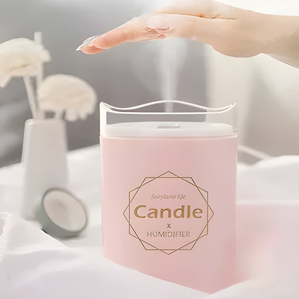 Umidificador à luz de Velas 300ml - Candle / Pote / Decoração / Relaxamento / Hidratação