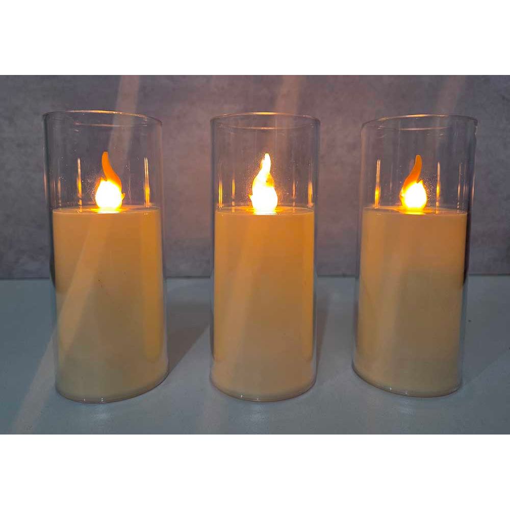 Kit com 3 velas decorativas de led Red Candle