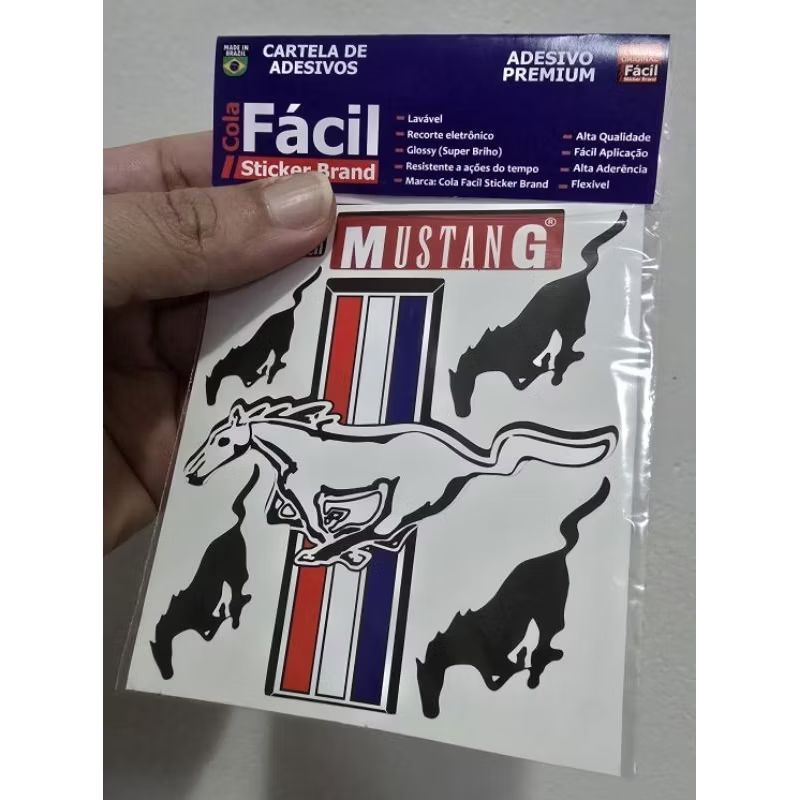 Kit com 6 Adesivos Mustang Ford - Laminação de Alta Qualidade e Resistente