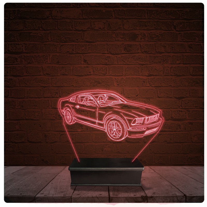Abajur Luminária Acrílico Led - Ford Mustang carro Muscle