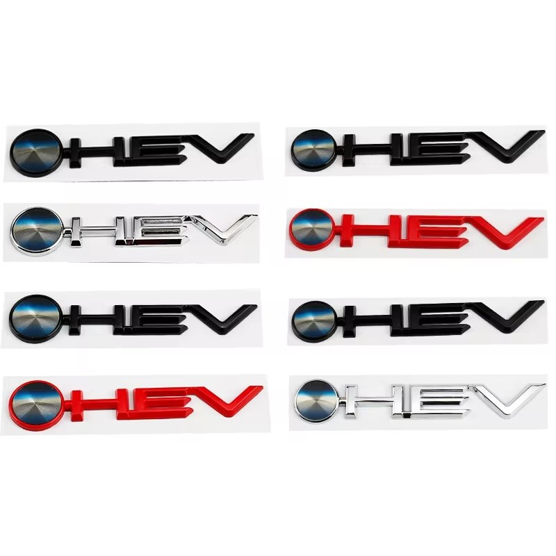 Car 3D Metal HEV Logo Trunk Emblem Badge Decals Sticker For Toyota Camry 9th 2024 Highlander Granvia Sienna Avalon Acces