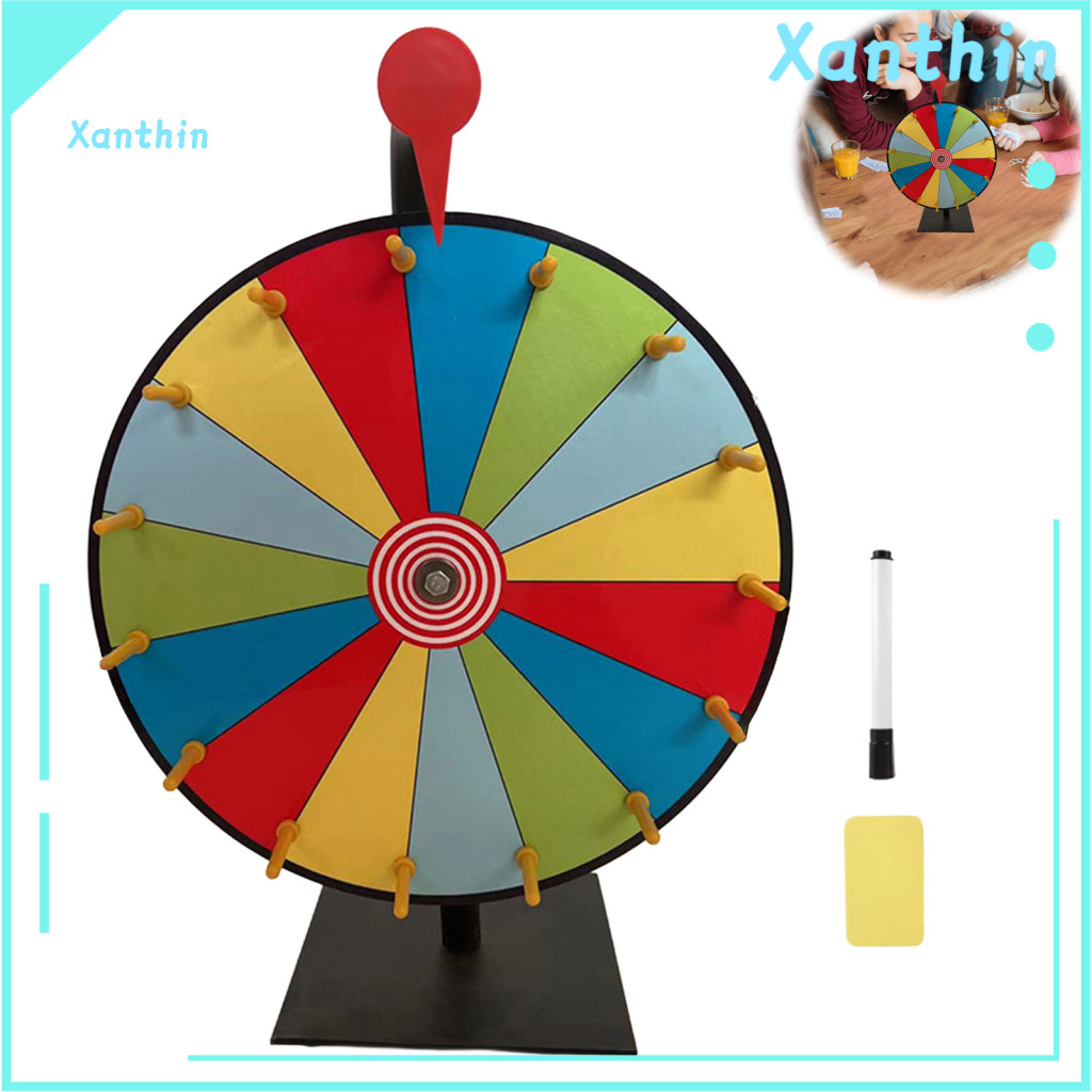 Wheel with Stand Smooth Rotation 12-inch Rainbow 15 Slots Dry Erase Spinning Diy Fortune Spinner Tabletop Roulette for P