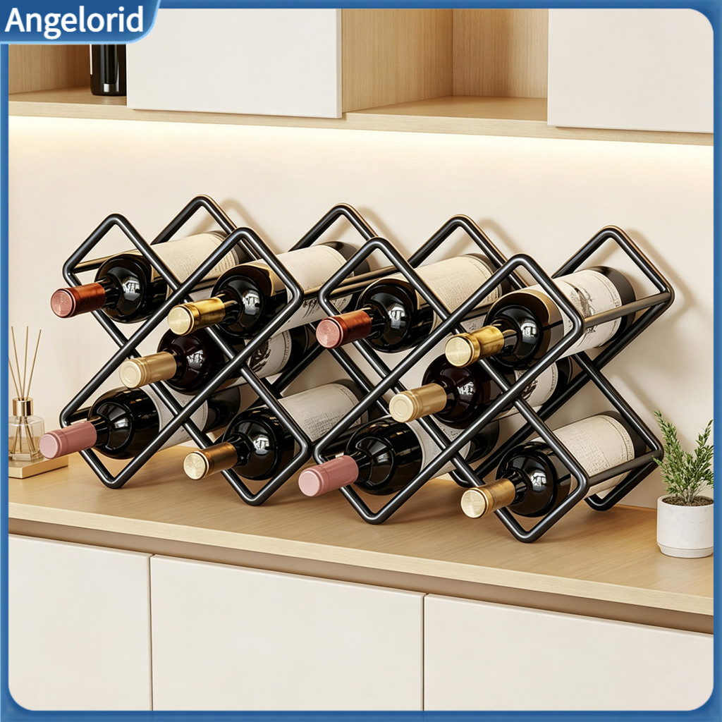 Wine Storage Organizer Dining Room Rack 1 or 2 Pcs Metal Tabletop Bottle Holder Countertop Display Stand for Kitchen Bar
