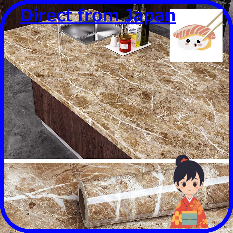 VEELIKE Marble Contact Paper - Peel and Stick Self-Adhesive Decorative Wallpaper Roll in Brown, 40cm x 9m, Waterproof, H