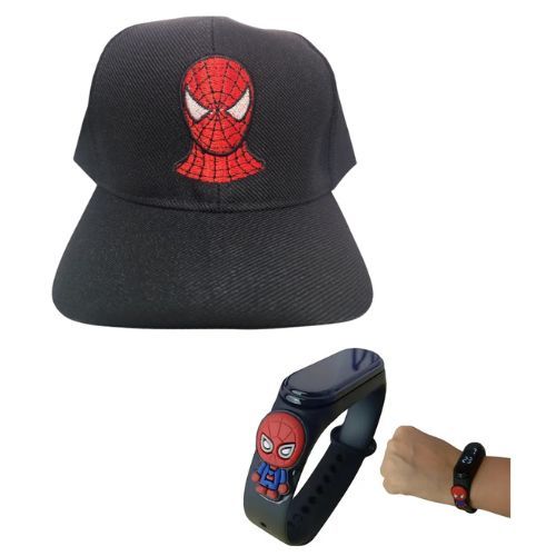 Kit Boné + Relógio Infantil Para Menino Homem Aranha Spiderman