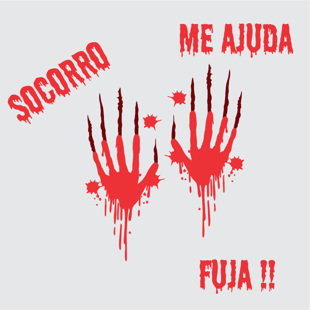 Adesivo Decorativo Terror  Mãos Sangrentas Halloween - sangue 2