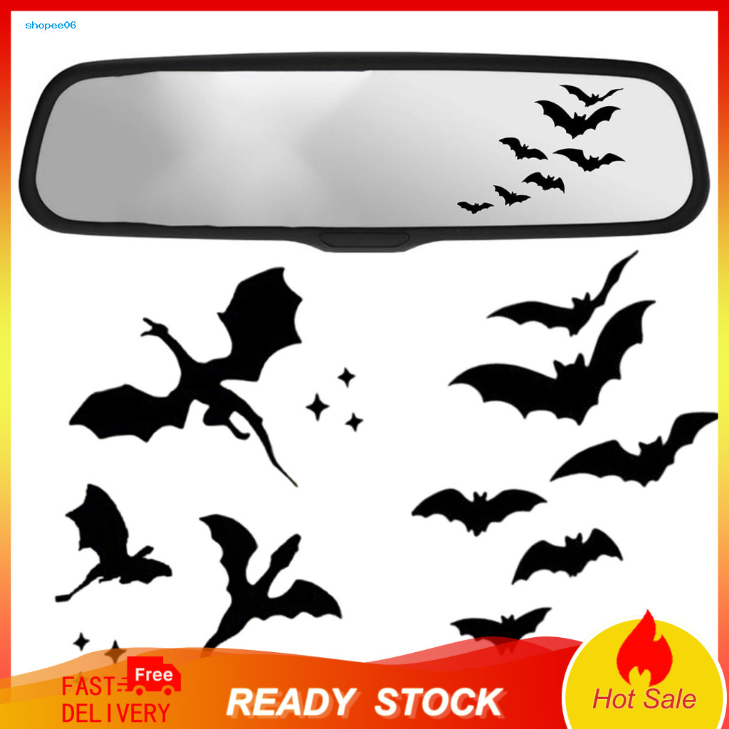 Flying Bat Car Accessories Waterproof Vinyl Decal for Trucks Rearview Mirror Stickers Pvc Halloween Decals Spooky Vehicl