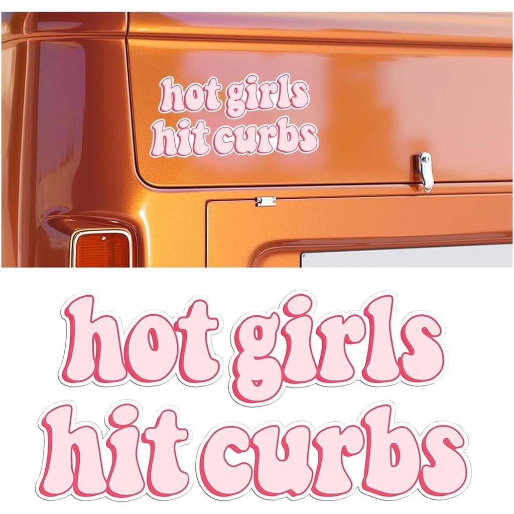 Car Stickers Decal, Hot Girls Hit Curbs Car Sticker, Funny Bumper Stickers for GenZ Ladies Driver, Vinyl Waterproof Stic