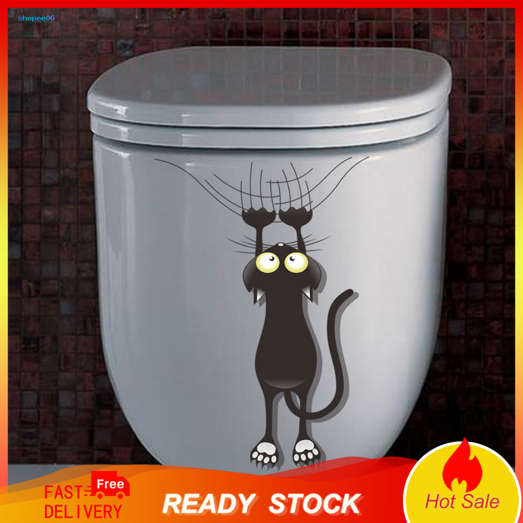 Reusable Cat Sticker Scratch Car Funny Black Bumper Decal Removable Pvc Vinyl for Auto Truck Motorcycle Wall Window Refr