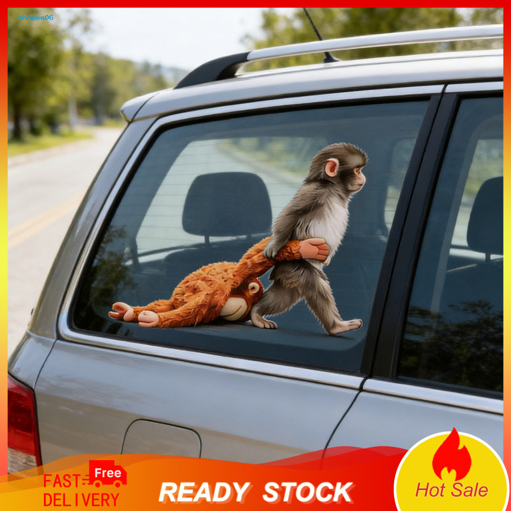 Indoor Monkey Sticker Stickers Cute Baby Car Window Easy Install Removable Vinyl Decal for Glass Surfaces No Residue Ado
