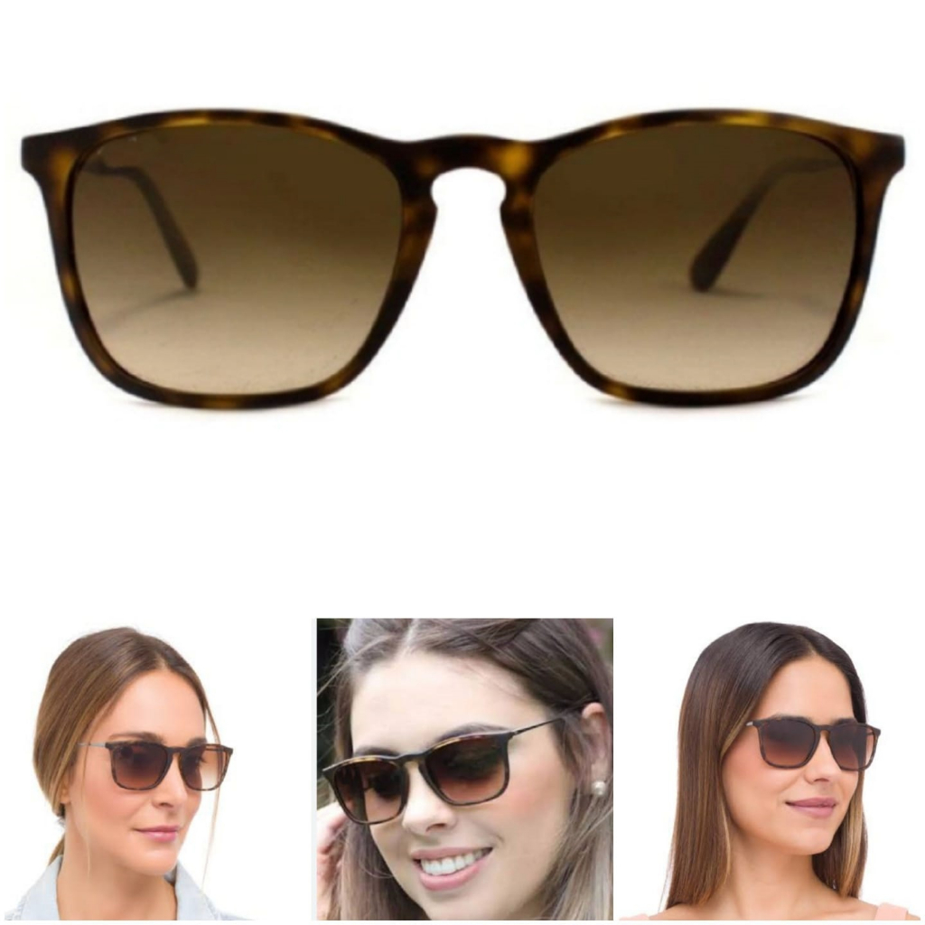 Óculos de Sol Chris  Tartaruga Marrom Luxuoso Moda Feminino Proteção UV400 Resistente