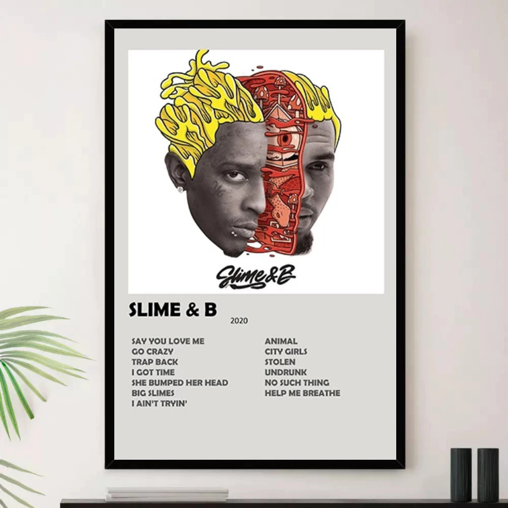 Quadro Placa Decorativa Música Internacional Chris Brown R&B Soul e Pop Álbuns com Moldura