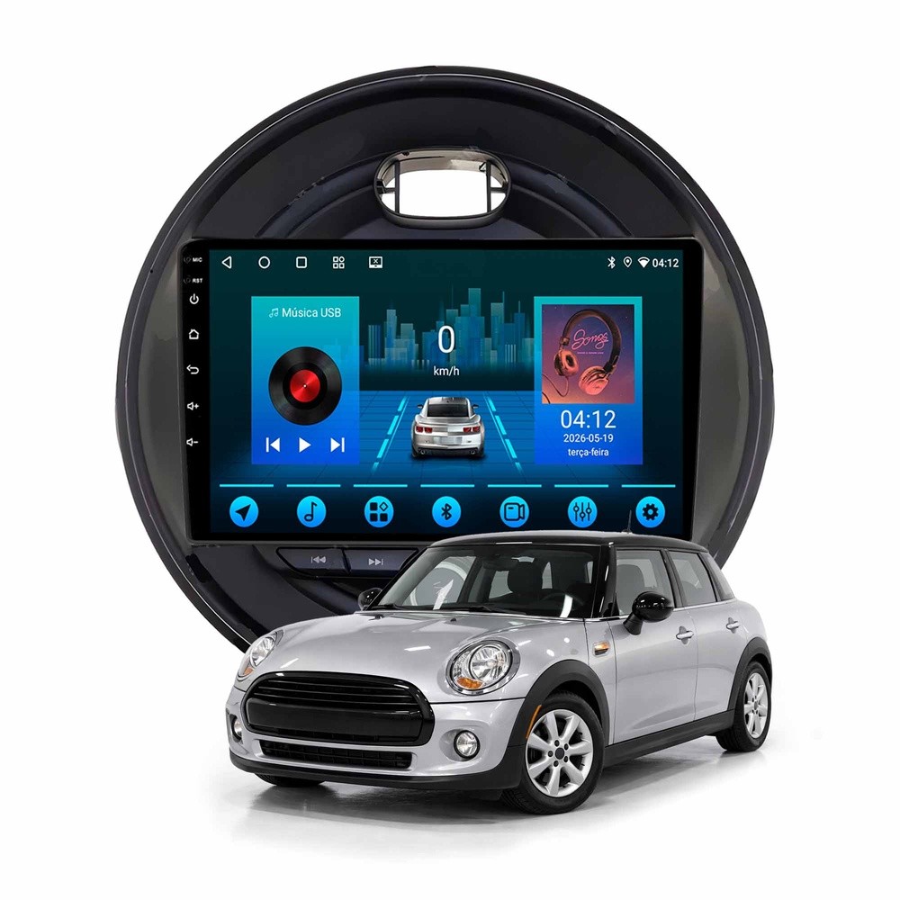 Central Multimídia Mini Cooper 2014/2020 2+64gb Quadcore 9p Carplay Android Auto Com GPS E Wifi