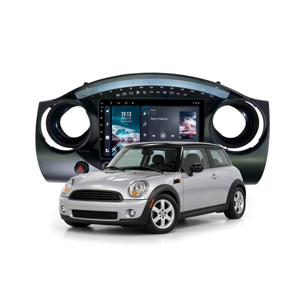 Multimidia Mini Cooper 2004/2006 Octacore 4+64gb 9p Carplay Android Auto Com GPS E Wifi