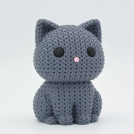 Action Figure Gato Amigurumi Estilo Tricô Decoração Geek - Boneco Miniatura Impressão 3D Realista Kawaii