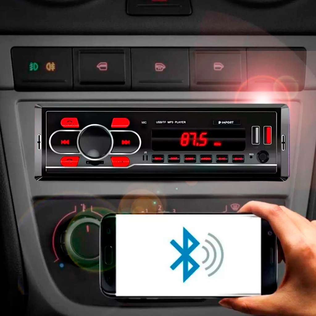Aparelho De Som Rádio Para Carro Bluetooth 2 Usb Carrega Celular Pen Drive Automotivo Mp3