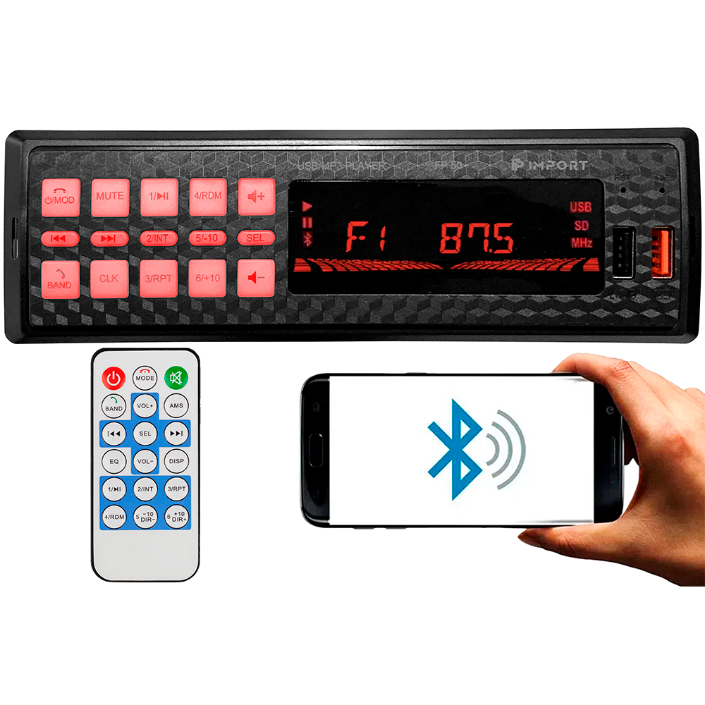 Aparelho De Som Carro Radio Automotivo Fm Bluetooth Pendrive Sd Rádio 2 Usb 4x25w rms