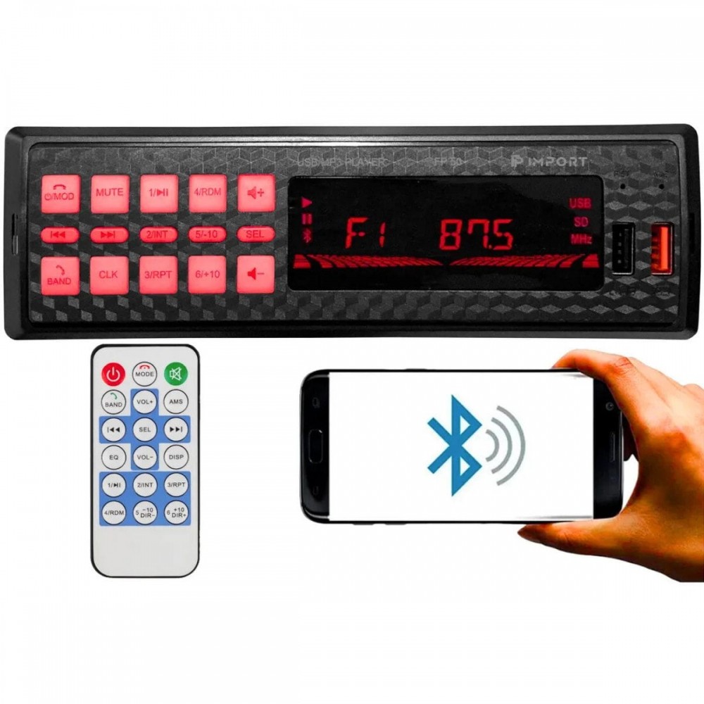 Som Automotivo Bluetooth Pendrive Leitor Sd Rádio Mp3 4x25w