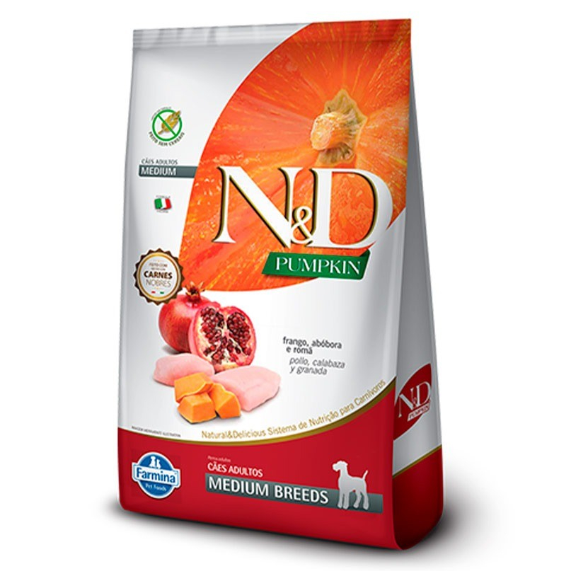 RAÇÃO ND PUMPKIN CANINE ADULTO MEDIUM FRANGO 10.1KG