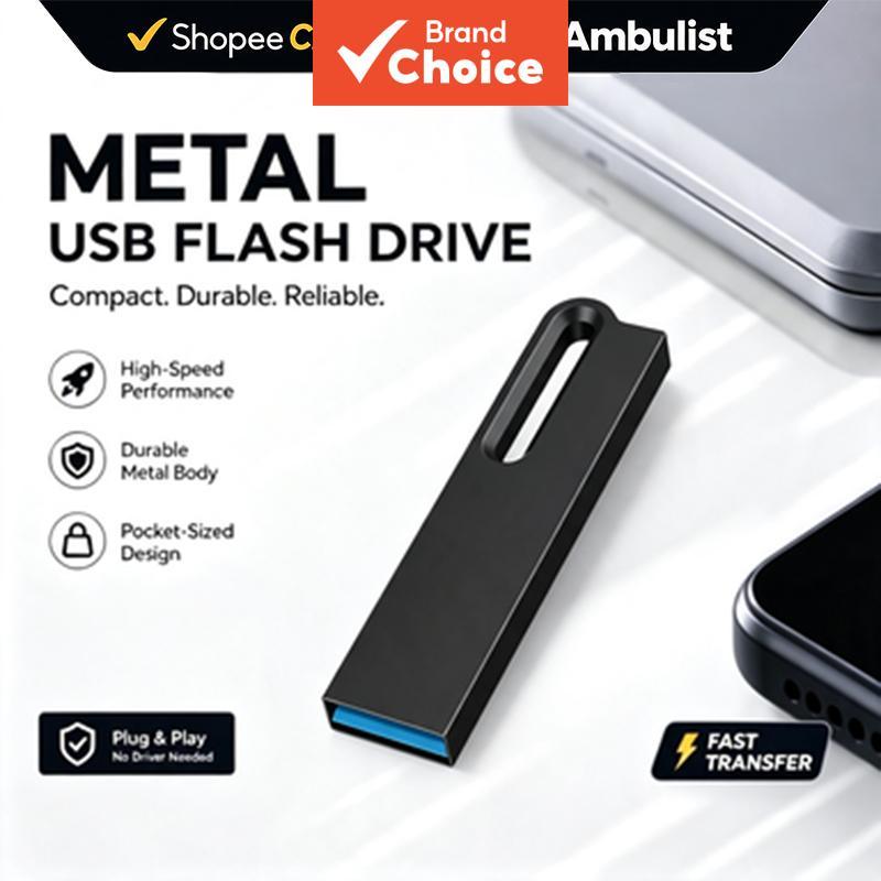 SomnAmbulist USB de metal portátil à prova d'água 1GB 4GB 8GB 16GB 32GB 64GB, armazenamento estável, compatível com