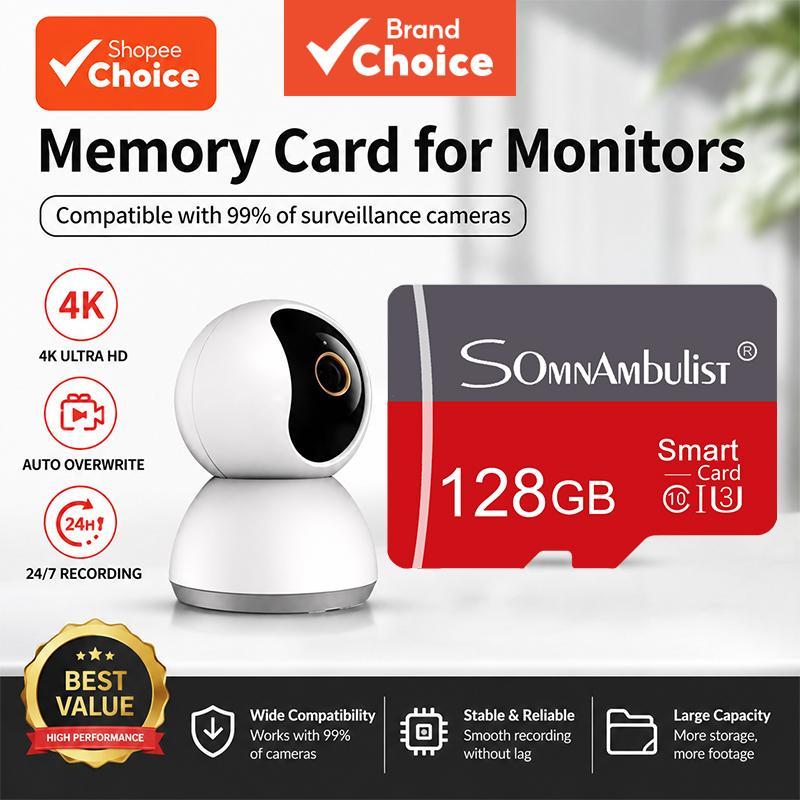Cartão Micro SD 128GB, 64GB, 32GB Classe 10 de alta velocidade, adequado para celulares, câmeras veicularis, câmeras de