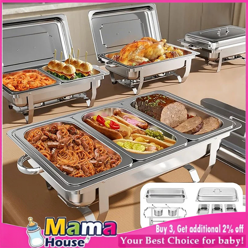 12 Liters Aquecedor de comida para buffet-Aço inoxidável-Aquecimento a álcool-Pode ser empilhado-Para festas